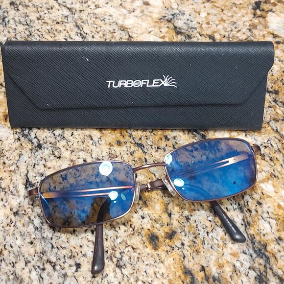 TurboFlex TF368 Glasses Mens Brown Blue FRAMES ONLY Eyeglasses 54mm Eyewear - Picture 1 of 14